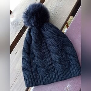New York & Company Sparkly pom pom winter hat